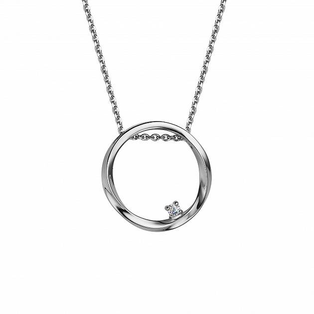 Колье из белого золота с бриллиантом (047119)