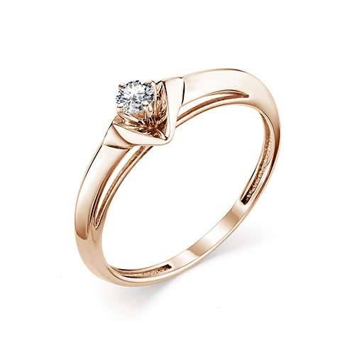 Помолвочное кольцо из красного золота с бриллиантом (032510)