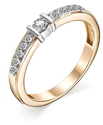 Помолвочное кольцо из комбинированного золота с бриллиантами 17.0