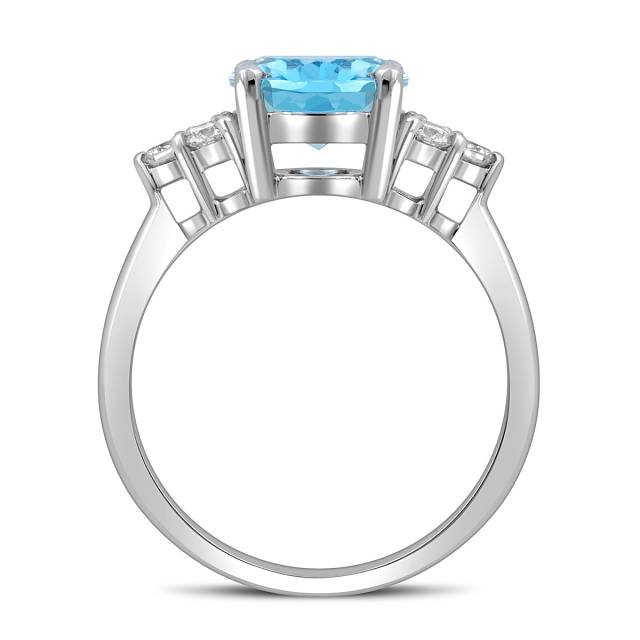 Кольцо из белого золота с бриллиантами и аквамарином (052733)