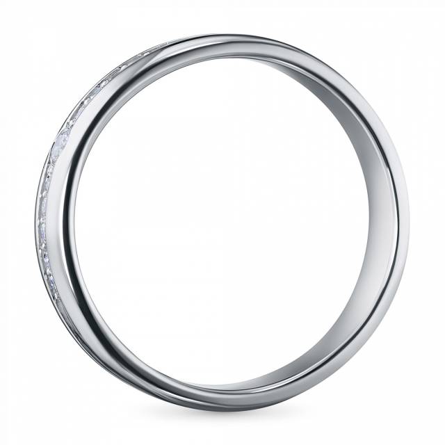 Обручальное кольцо из белого золота с бриллиантом, "ЭПЛ Даймонд Якутские бриллианты" (045946)