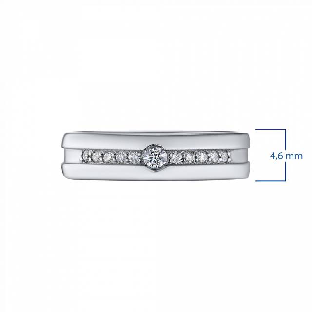 Обручальное кольцо из белого золота с бриллиантом, "ЭПЛ Даймонд Якутские бриллианты" (045946)