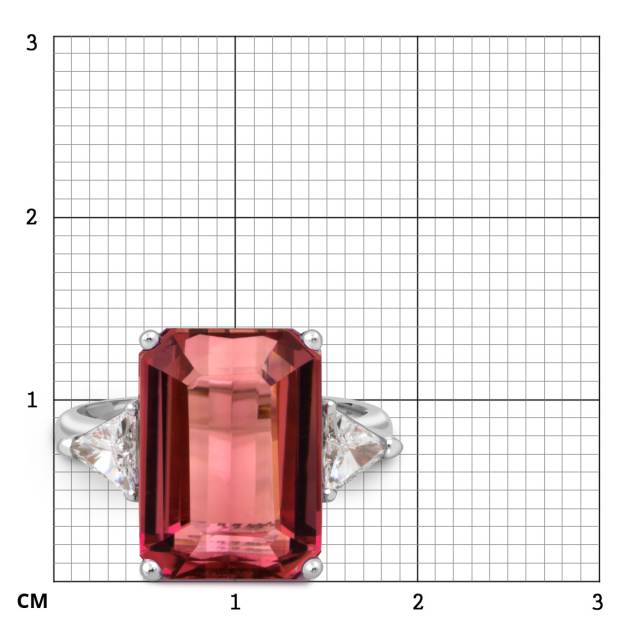 Помолвочное кольцо из белого золота с бриллиантами и тумрмалином (051198)