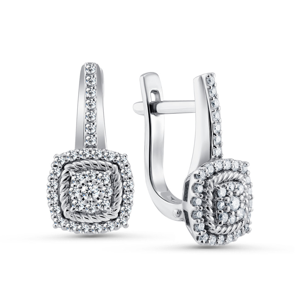 Серьги из белого золота с бриллиантами (055007)