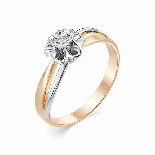 Помолвочное кольцо из комбинированного золота с бриллиантом (032548)