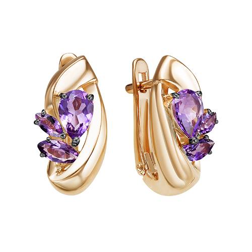 Серьги из красного золота с аметистами (041551)