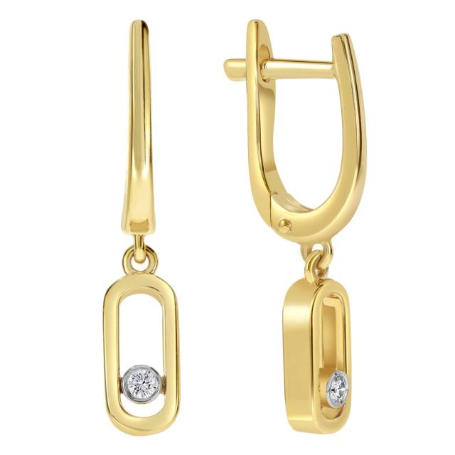 Серьги из жёлтого золота с бриллиантами (061635)