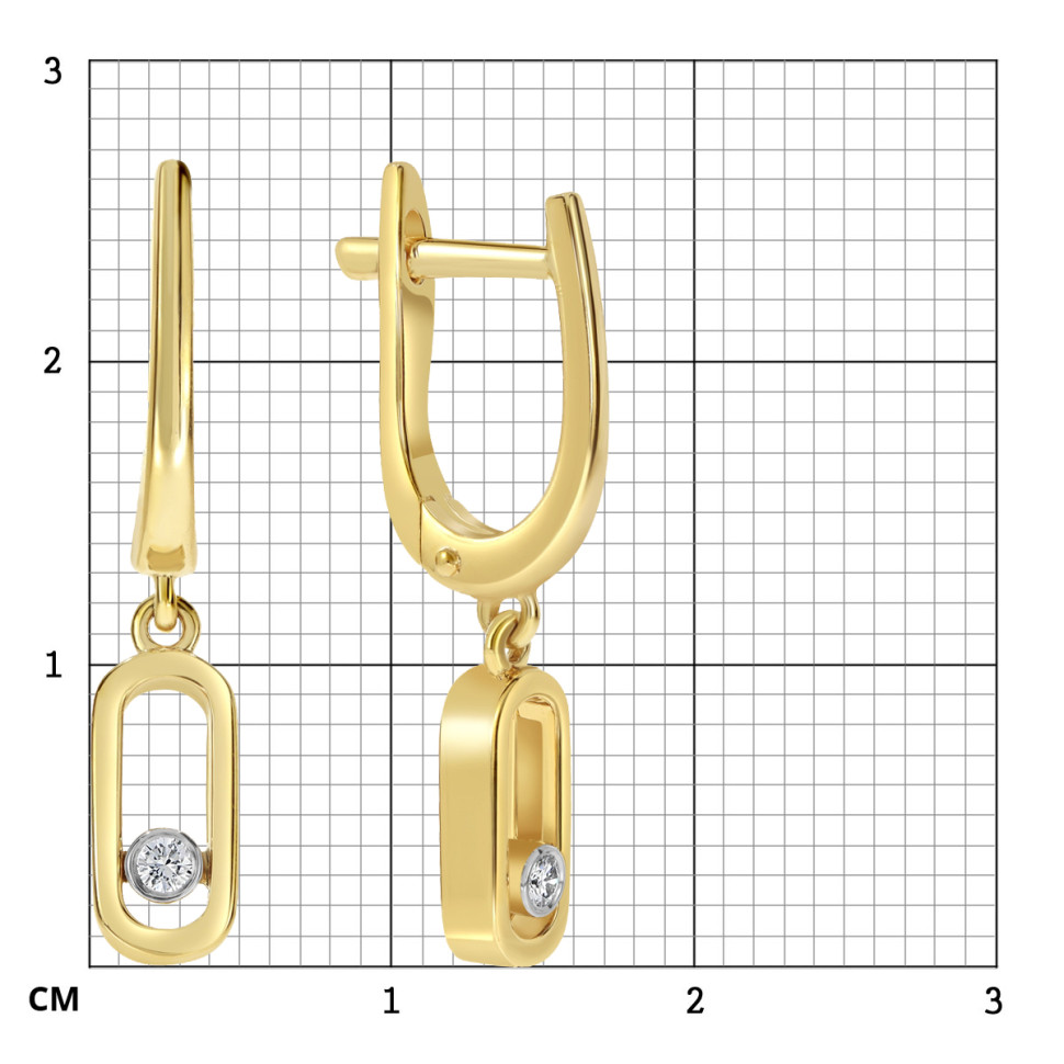 Серьги из жёлтого золота с бриллиантами (061635)