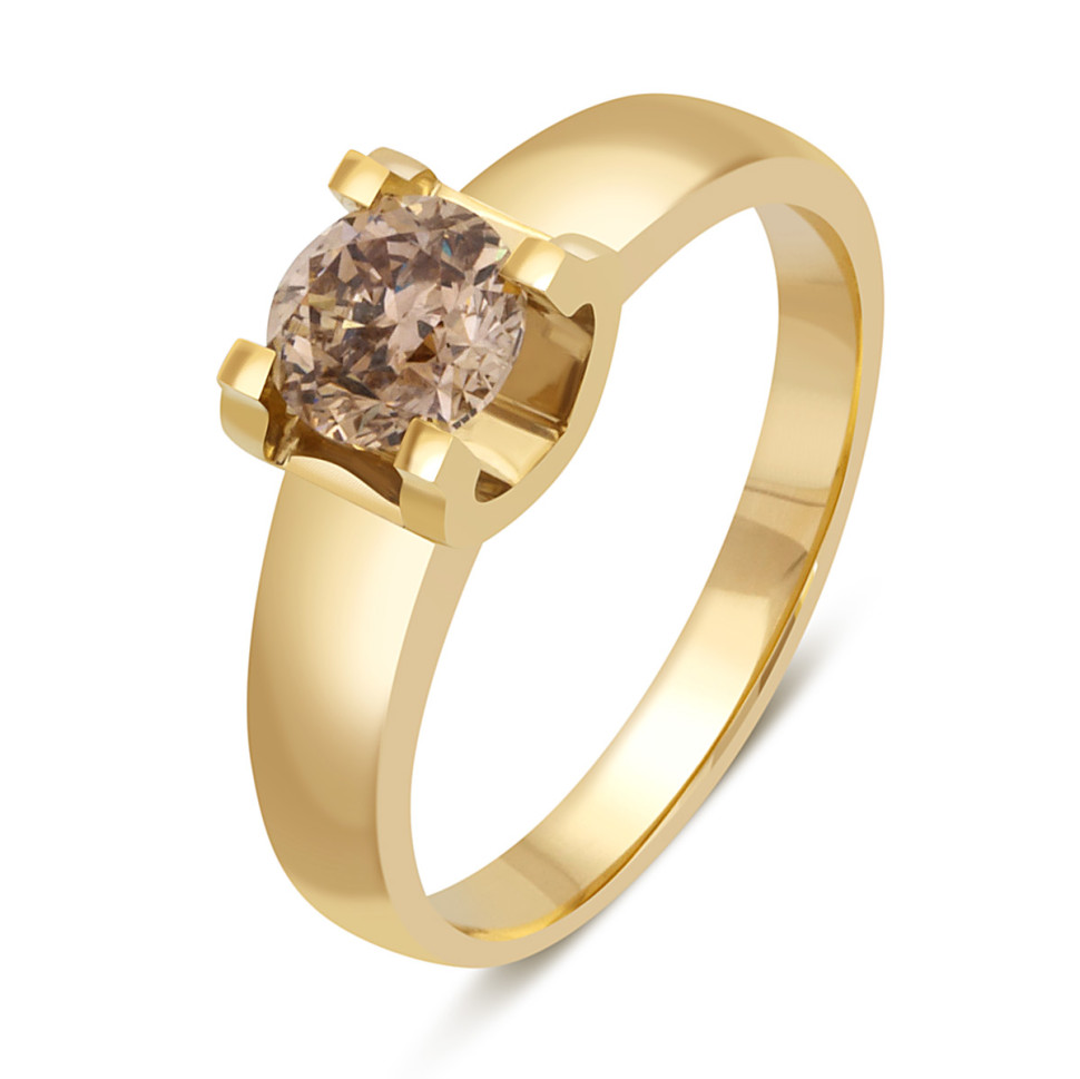 Помолвочное кольцо из жёлтого золота с бриллиантом Fancy brown (046710)