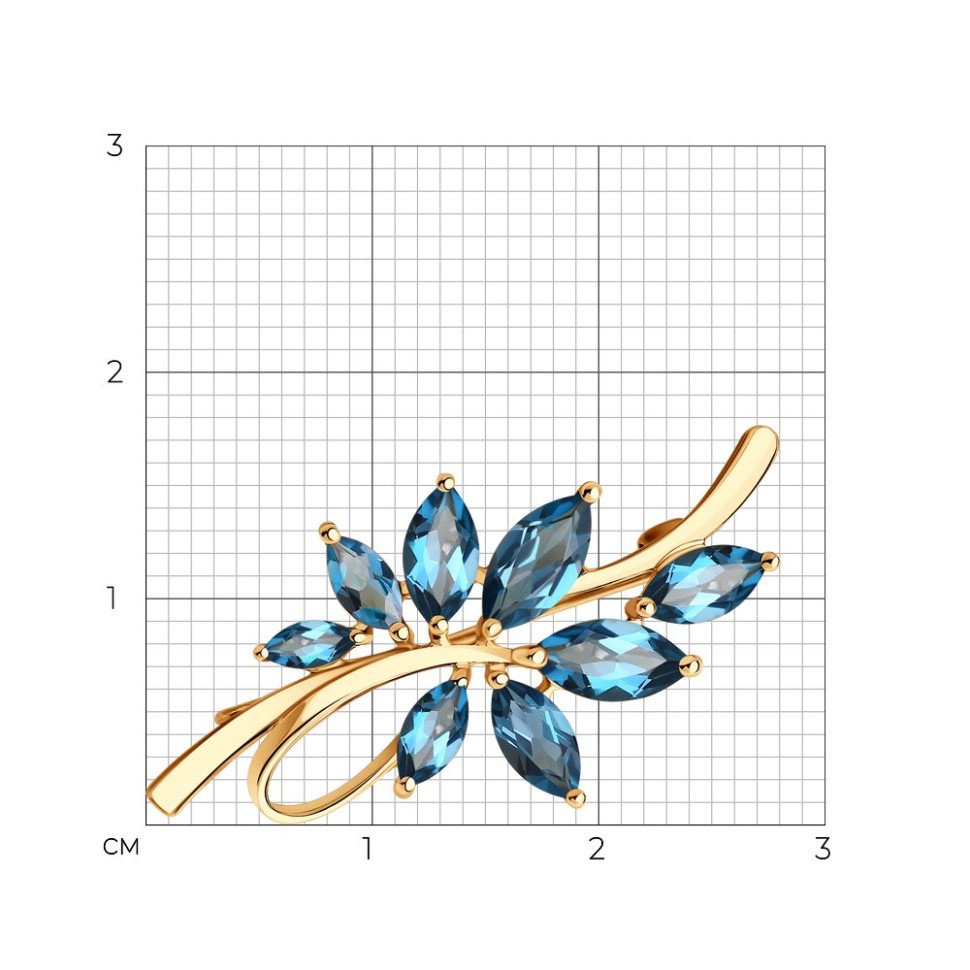 Брошь из красного золота с топазами (044212)