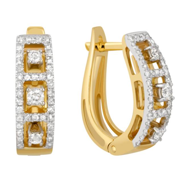 Серьги из жёлтого золота с бриллиантами (039648)