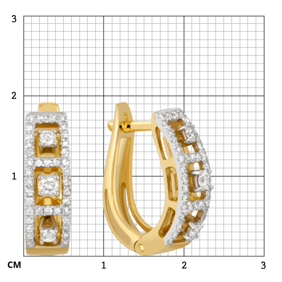 Серьги из жёлтого золота с бриллиантами (039648)