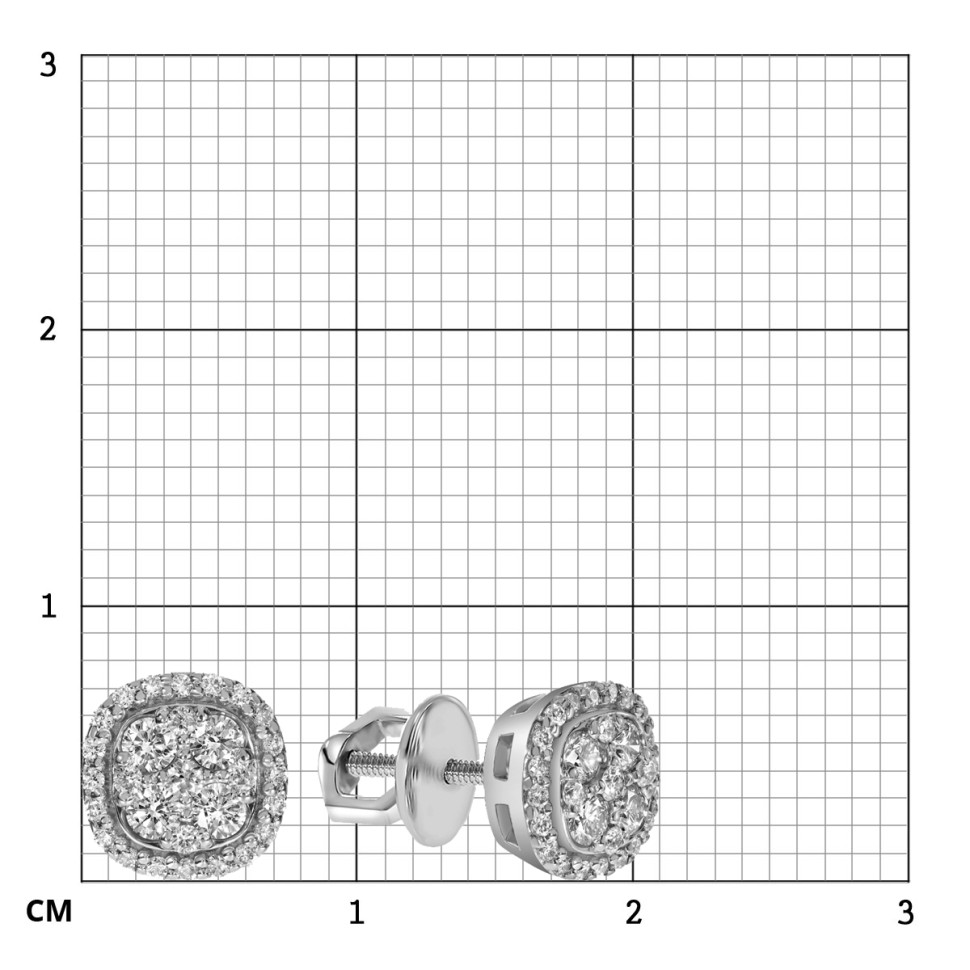 Серьги пусеты из белого золота с бриллиантами (061994)
