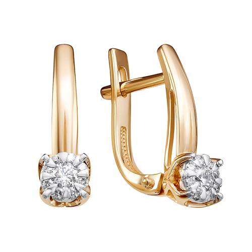 Серьги из комбинированного золота с бриллиантами (040019)