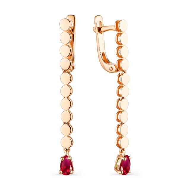 Серьги из красного золота с рубинами (043087)