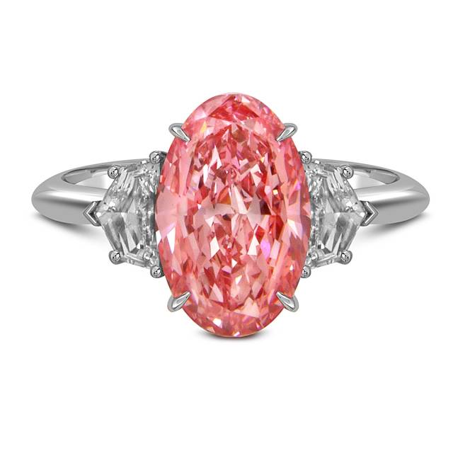 Кольцо из белого золота с розовым бриллиантом (059679)