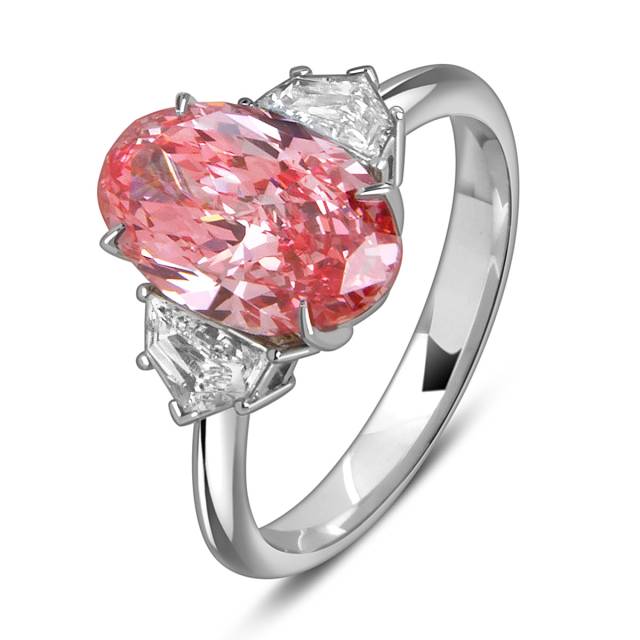 Кольцо из белого золота с розовым бриллиантом (059679)