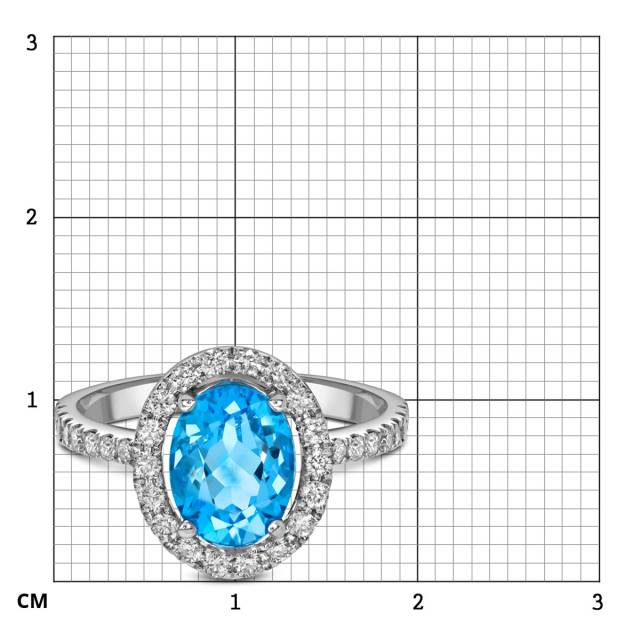 Кольцо из белого золота с бриллиантами и топазом (060383)