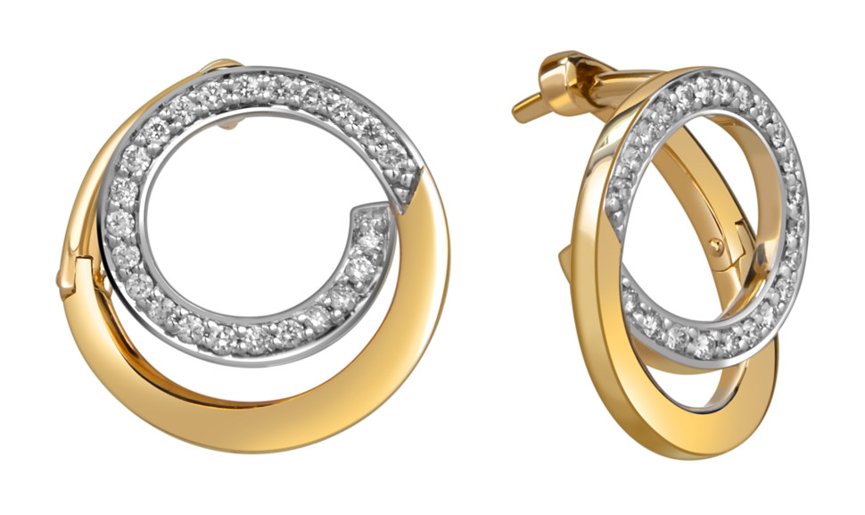 Серьги из жёлтого золота с бриллиантами  (059978)