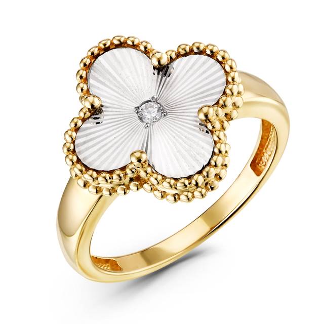 Кольцо из комбинированного золота с бриллиантом (060449)