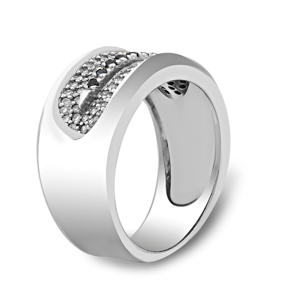 Кольцо из белого золота с бриллиантами и сапфирами (021156)