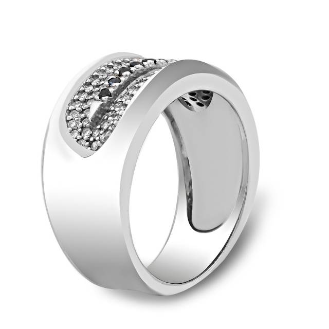 Кольцо из белого золота с бриллиантами и сапфирами (021156)