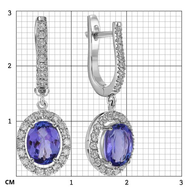 Серьги из белого золота с бриллиантами и танзанитами (061641)