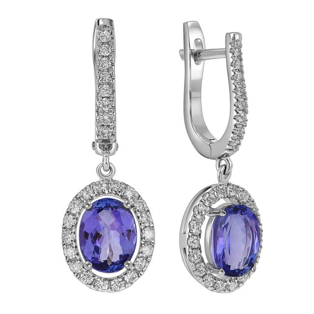 Серьги из белого золота с бриллиантами и танзанитами (061641)