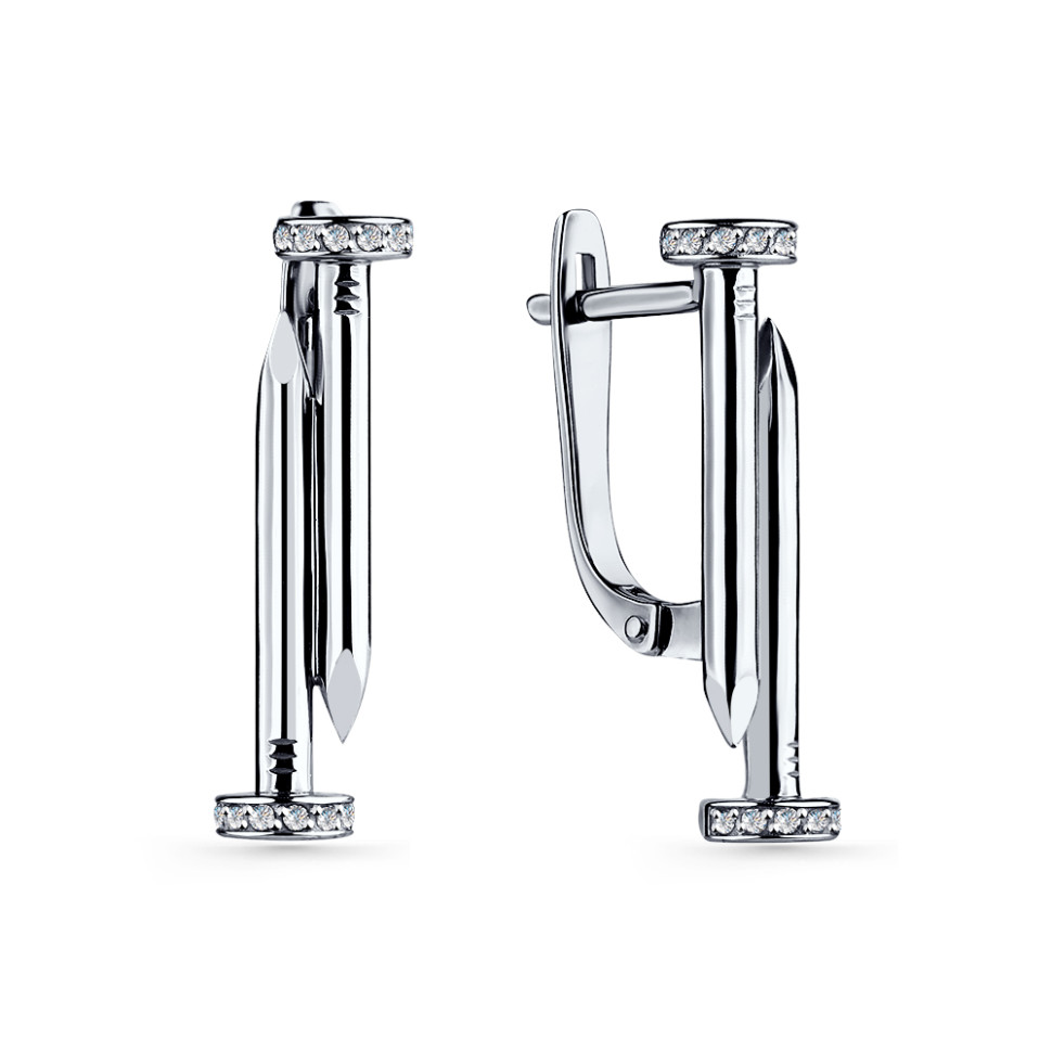 Серьги из белого золота с бриллиантами (057470)