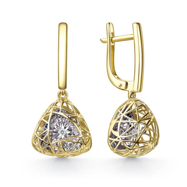 Серьги из жёлтого золота с бриллиантами (062923)