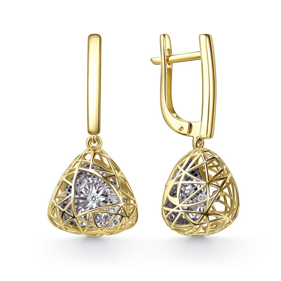 Серьги из жёлтого золота с бриллиантами (062923)