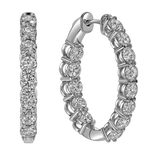 Серьги конго из белого золота с бриллиантами (063741)