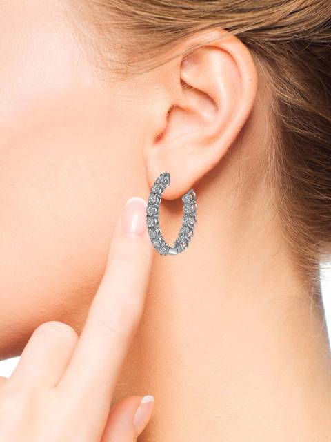 Серьги конго из белого золота с бриллиантами (063741)