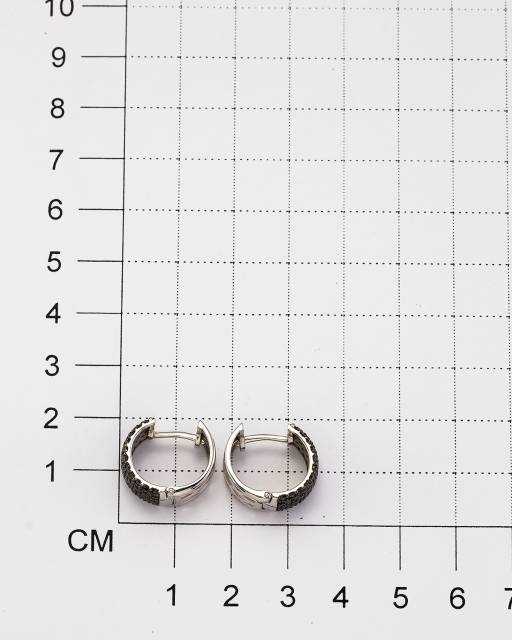 Серьги из белого золота с чёрными бриллиантами (048752)