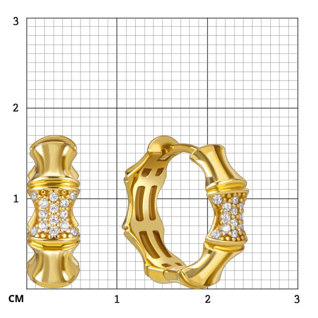 Серьги конго из жёлтого золота с фианитами (057841)