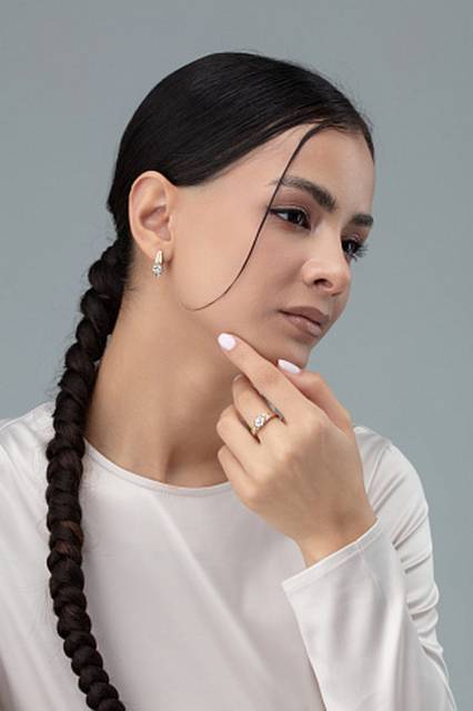 Серьги из комбинированного золота с бриллиантами (058374)