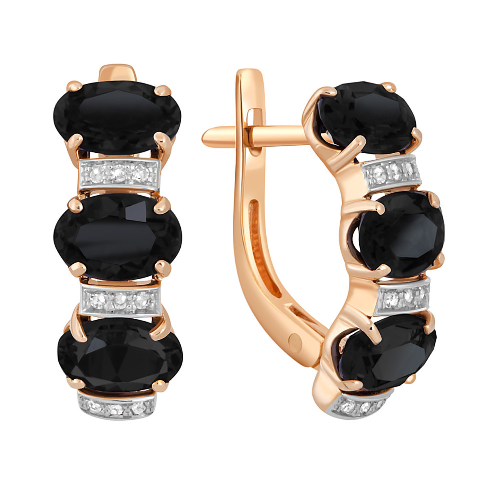 Серьги из красного золота с бриллиантами и сапфирами (045539)