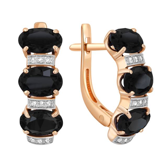 Серьги из красного золота с бриллиантами и сапфирами (045539)