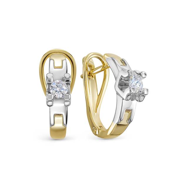 Серьги из комбинированного золота с бриллиантами (054057)