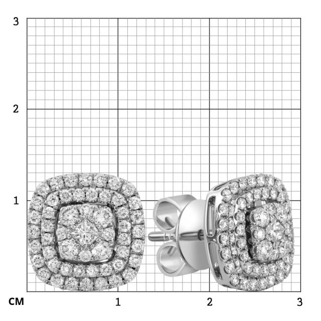 Серьги пусеты из белого золота с бриллиантами (046886)