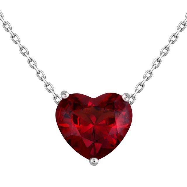Колье из белого золота с гранатом "Сердце" (060271)