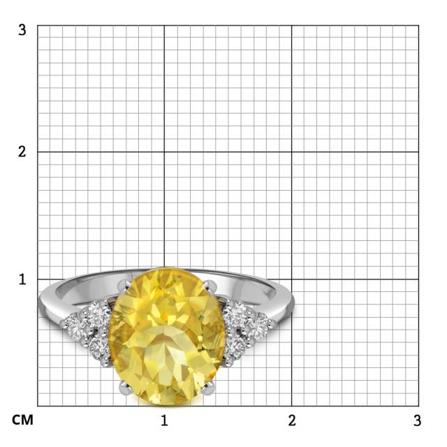 Кольцо из белого золота с бриллиантами и жёлтым бериллом (063448)