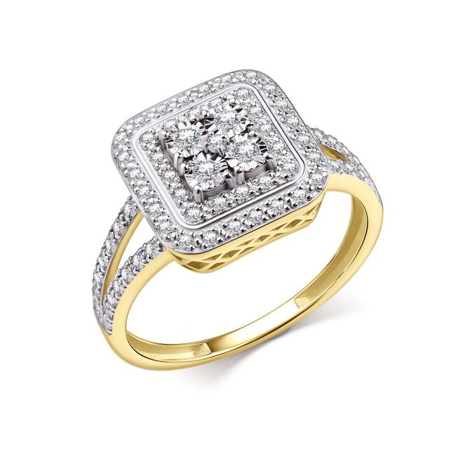 Кольцо из жёлтого золота с бриллиантами (062918)