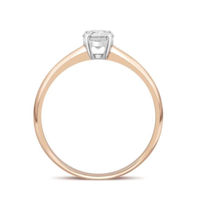 Помолвочное кольцо из комбинированного золота с бриллиантом (043875)