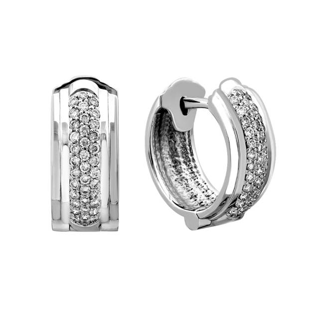 Серьги конго из белого золота с бриллиантами (025801)