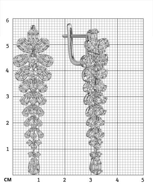 Серьги из белого золота с бриллиантами (050739)