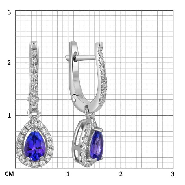 Серьги из белого золота с бриллиантами и танзанитами (055120)
