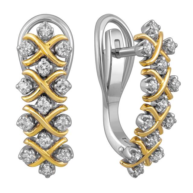 Серьги из комбинированного золота с бриллиантами (052923)