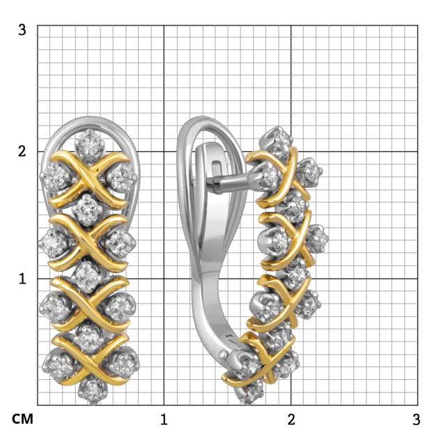 Серьги из комбинированного золота с бриллиантами (052923)