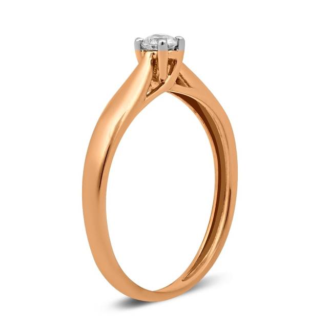 Помолвочное кольцо из красного золота с бриллиантом (025898)